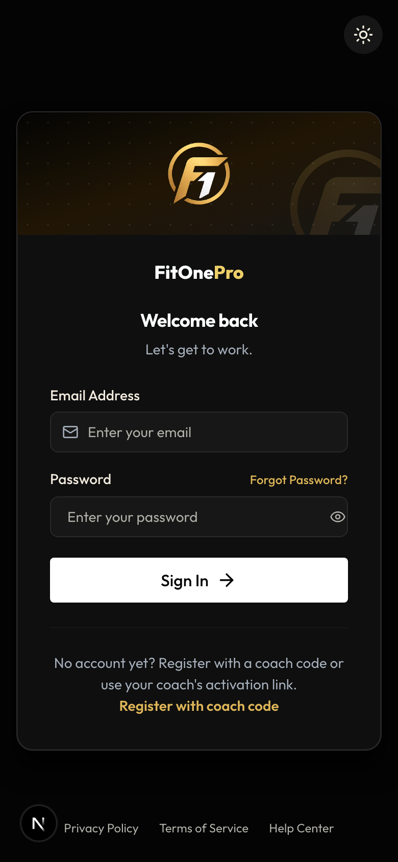 Account en login in de FitOnePro Client App