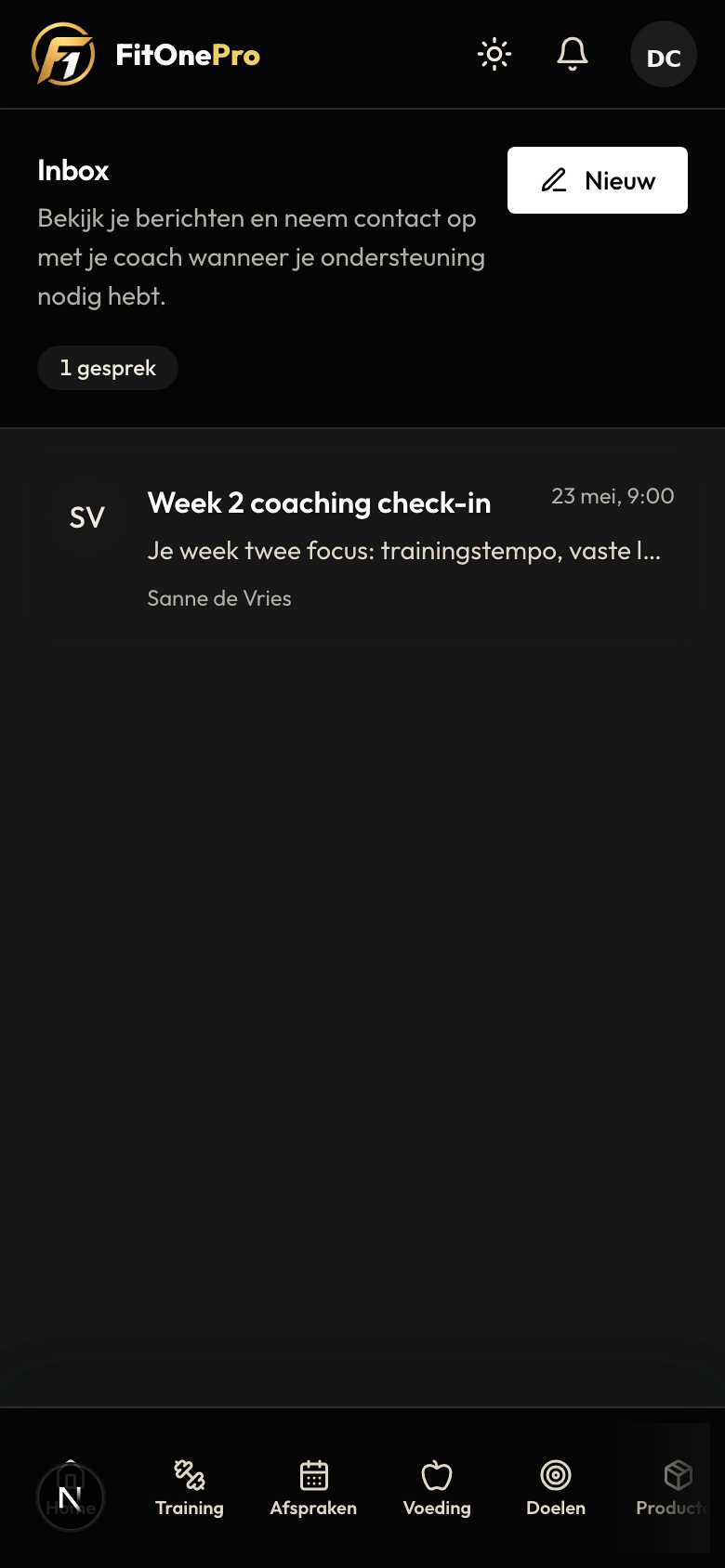 Media en notities in de FitOnePro Client App