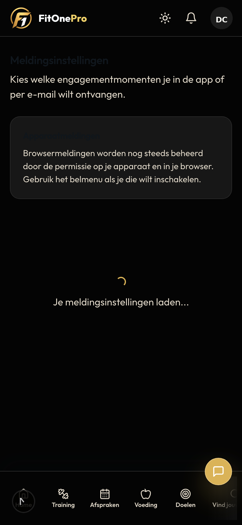 Notificaties in de FitOnePro Client App