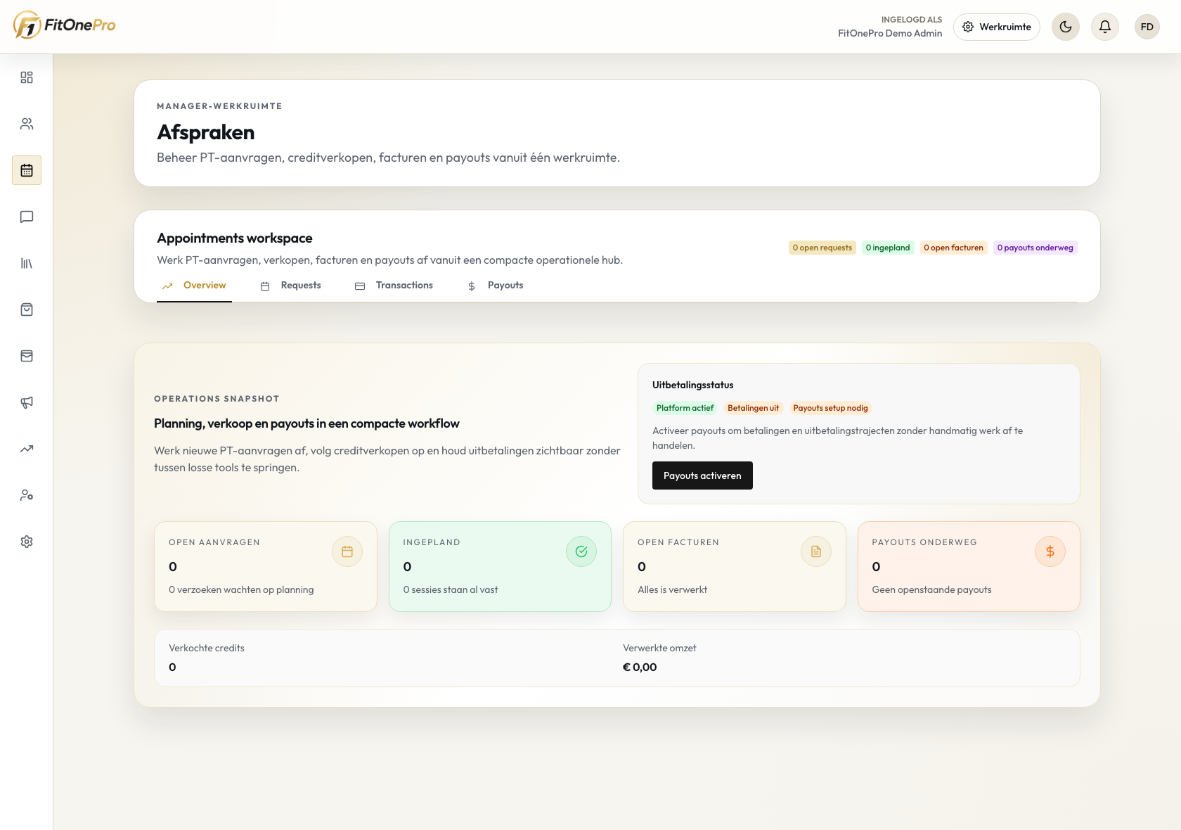 Afspraken in de FitOnePro Manager App