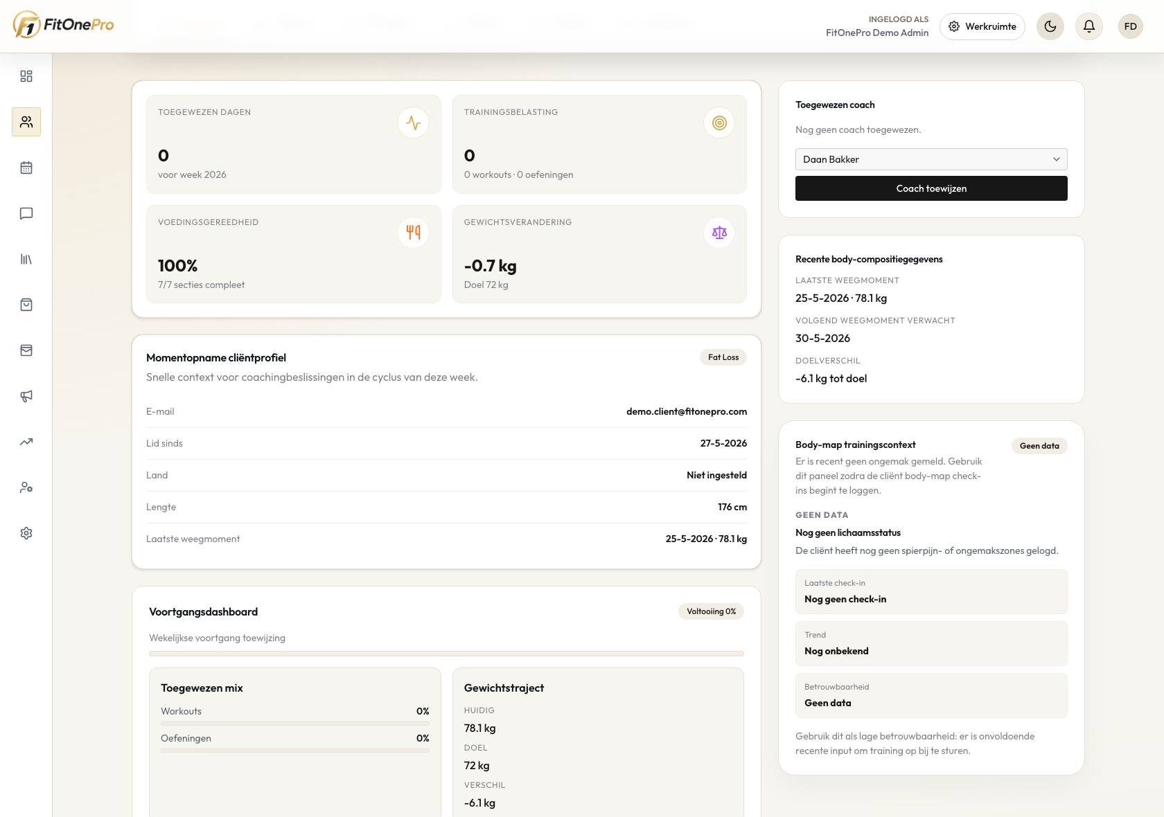 Media en notities in de FitOnePro Manager App