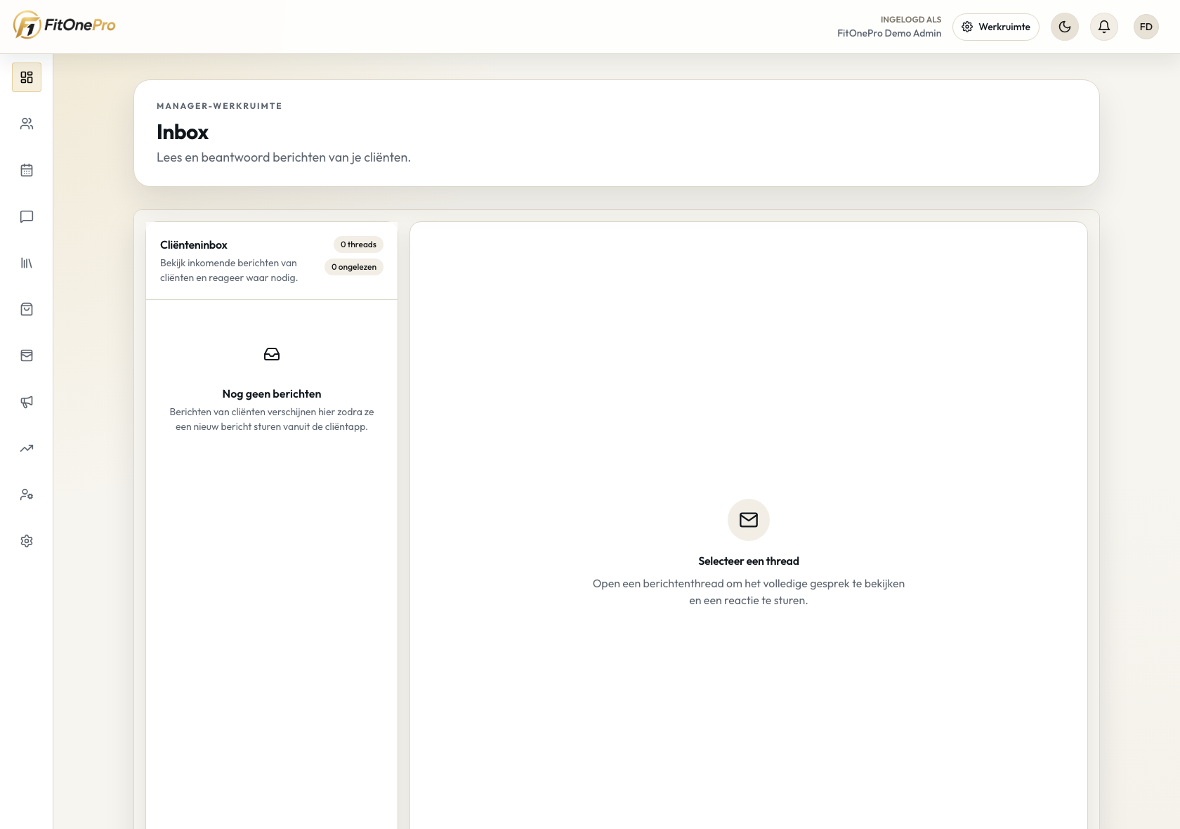 Berichten beheren in de FitOnePro Manager App